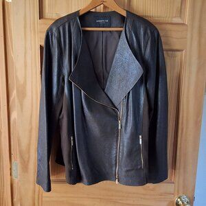 Lafayette 148 New york Brown textured Leather biker Jacket